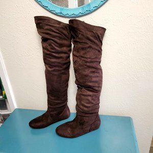 8.5 Over-the-Knee Thigh High Flat Slouchly Shaft Low Heel Boots